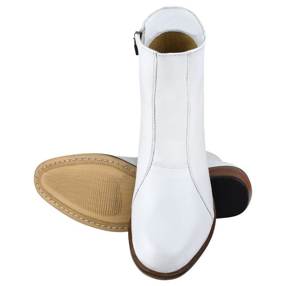 LIBERTYZENO Men's Leather High Ankle Zipper Retro White Boots - Picture 2 of 7